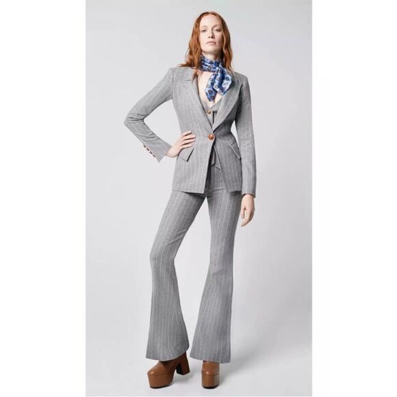 Smythe Wool Blend Bootcut Pant Flannel Pinstripe 4/27 - Picture 1 of 7